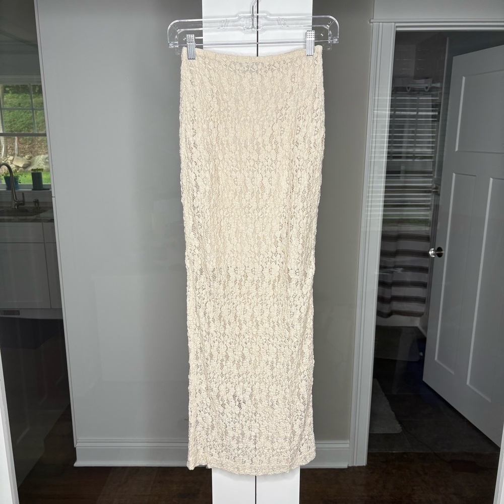 NWT J. Crew Lace Maxi Skirt Natural Cream - Picture 2 of 6